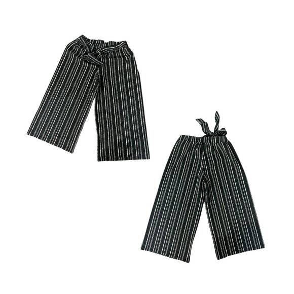 L Ashley Blue Women’s High Waist Casual Self-Tie Stripe Wide Leg Palazzo Pants - Picture 2 of 4